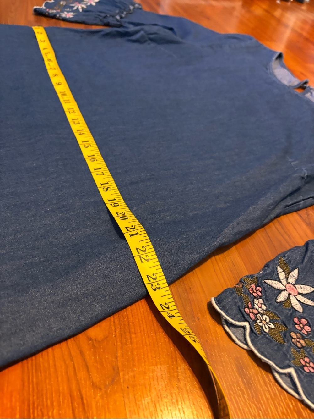 Embroidered Denim Midi Dress - Blue Boho Cottagecore - Picture 10 of 10